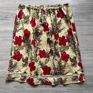 St. John's Bay Green and Red Floral Midi Skirt